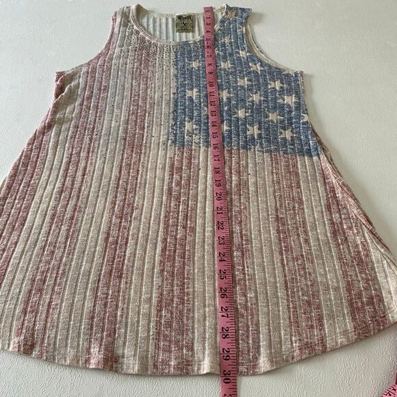 Vocal USA American Flag Tank Dress Sleeveless Distressed Ribbed Top Women’s Size - Picture 5 of 5